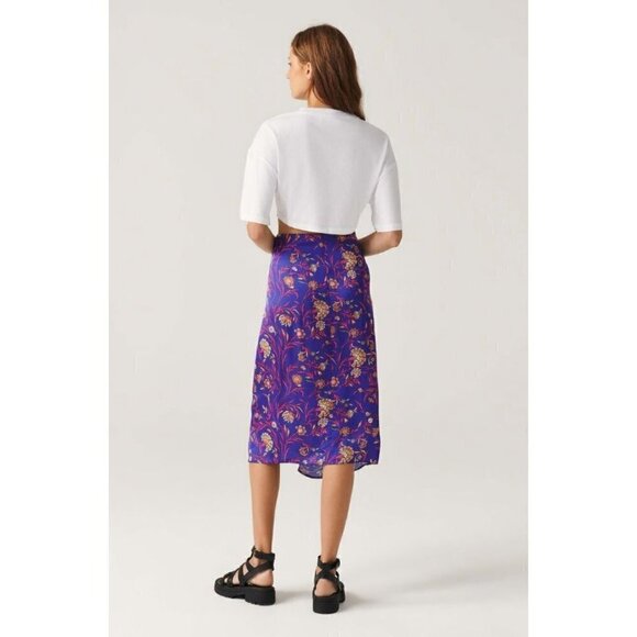 New ba&sh Size US 8 CORSO SKIRT Blue a long slit - Picture 2 of 15